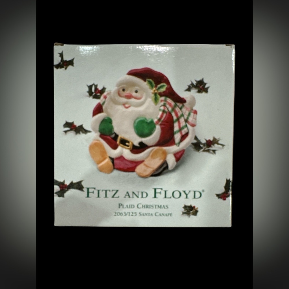 Fitz and Floyd Christmas Santa Claus Ceramic Plate Holiday Decor NWT